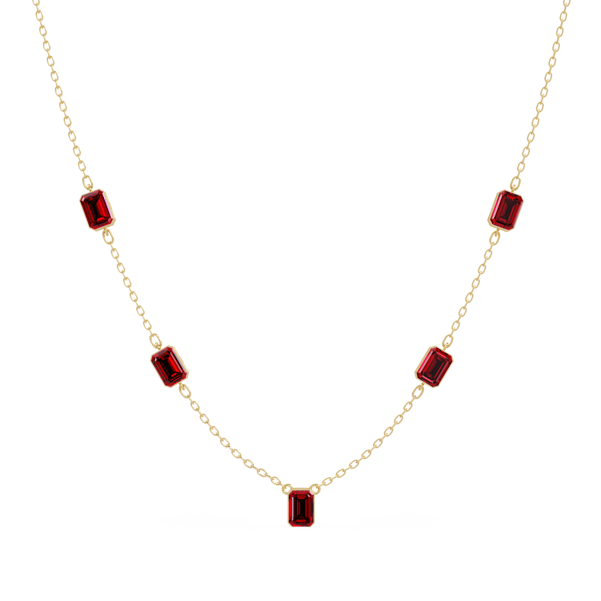 3.8 CTW Emerald-Cut Colorstone Station Necklace - CAD image 8177