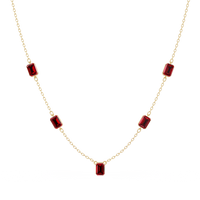 3.8 CTW Emerald-Cut Colorstone Station Necklace - CAD image 8177