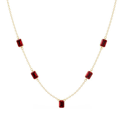 3.8 CTW Emerald-Cut Colorstone Station Necklace - CAD image 8177