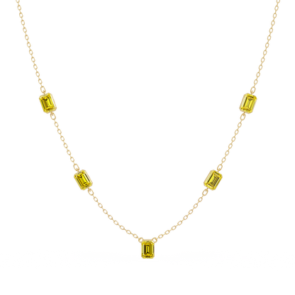 3.8 CTW Emerald-Cut Colorstone Station Necklace - CAD image 8178