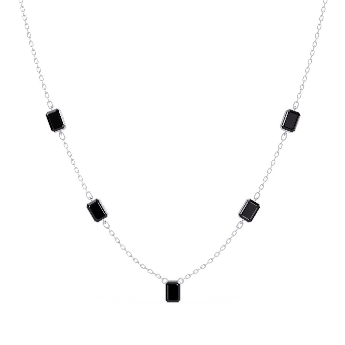 3.8 CTW Emerald-Cut Colorstone Station Necklace - CAD image 8180