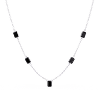 3.8 CTW Emerald-Cut Colorstone Station Necklace - CAD image 8180