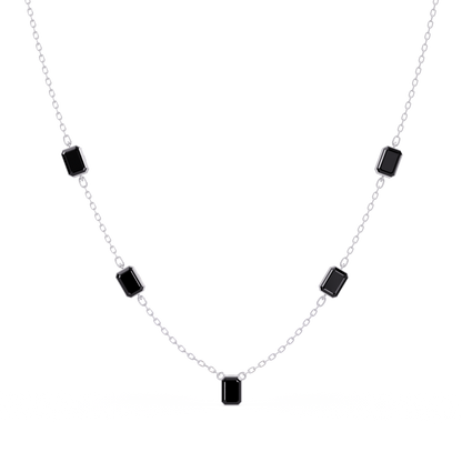 3.8 CTW Emerald-Cut Colorstone Station Necklace - CAD image 8180