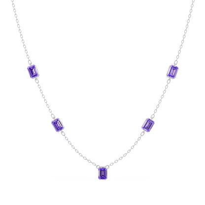 3.8 CTW Emerald-Cut Colorstone Station Necklace - CAD image 8181