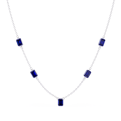 3.8 CTW Emerald-Cut Colorstone Station Necklace - CAD image 8182