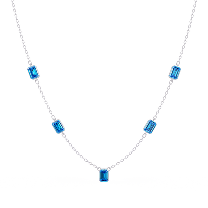 3.8 CTW Emerald-Cut Colorstone Station Necklace - CAD image 8183