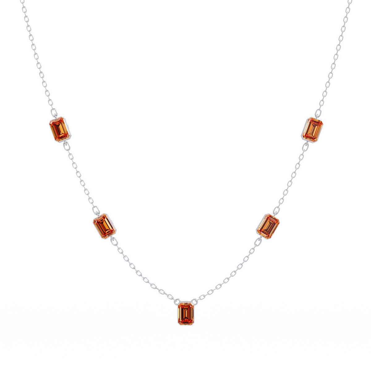 3.8 CTW Emerald-Cut Colorstone Station Necklace - CAD image 8184
