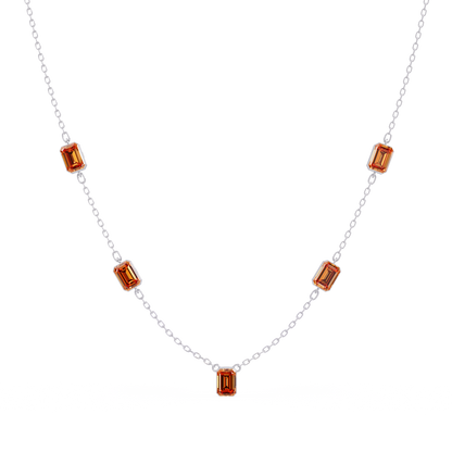 3.8 CTW Emerald-Cut Colorstone Station Necklace - CAD image 8184