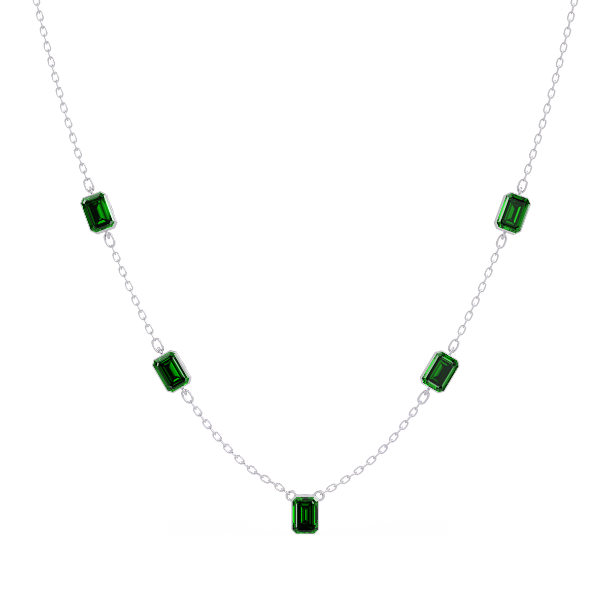 3.8 CTW Emerald-Cut Colorstone Station Necklace - CAD image 8185