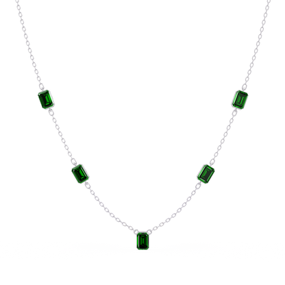 3.8 CTW Emerald-Cut Colorstone Station Necklace - CAD image 8185