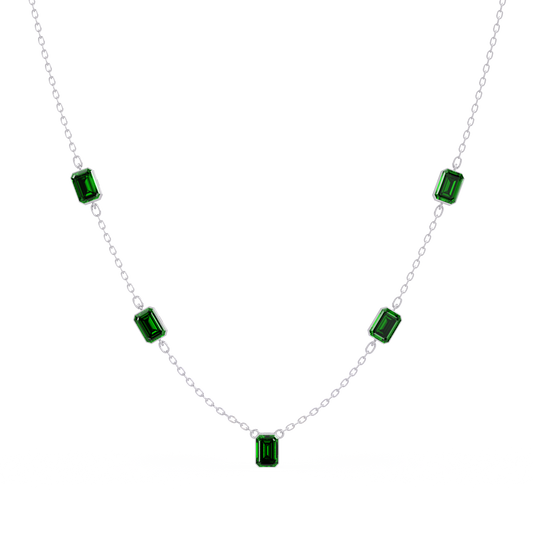 3.8 CTW Emerald-Cut Colorstone Station Necklace - CAD image 8185