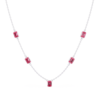 3.8 CTW Emerald-Cut Colorstone Station Necklace - CAD image 8186