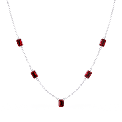3.8 CTW Emerald-Cut Colorstone Station Necklace - CAD image 8187