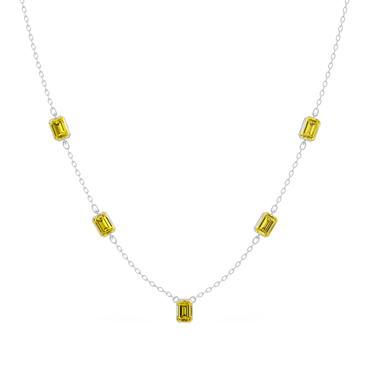 3.8 CTW Emerald-Cut Colorstone Station Necklace - CAD image 8188