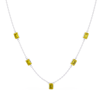 3.8 CTW Emerald-Cut Colorstone Station Necklace - CAD image 8188