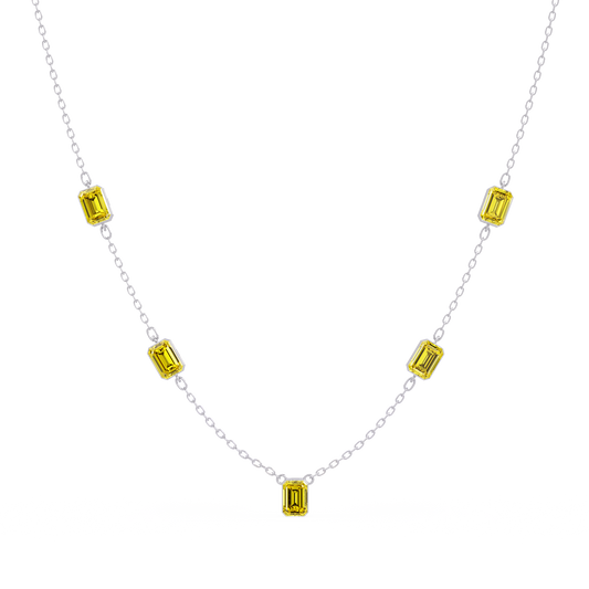 3.8 CTW Emerald-Cut Colorstone Station Necklace - CAD image 8188