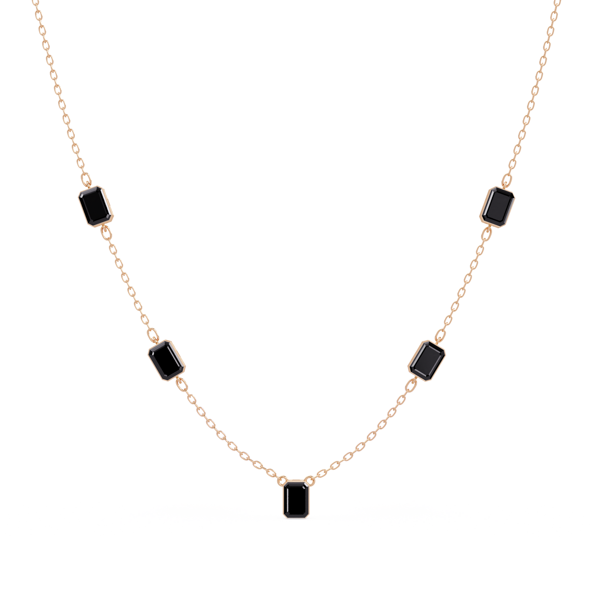 3.8 CTW Emerald-Cut Colorstone Station Necklace - CAD image 8190