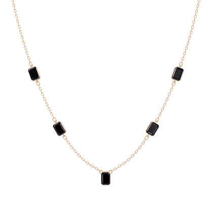 3.8 CTW Emerald-Cut Colorstone Station Necklace - CAD image 8190