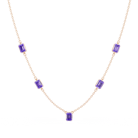 3.8 CTW Emerald-Cut Colorstone Station Necklace - CAD image 8191