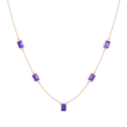 3.8 CTW Emerald-Cut Colorstone Station Necklace - CAD image 8191