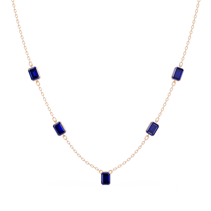 3.8 CTW Emerald-Cut Colorstone Station Necklace - CAD image 8192