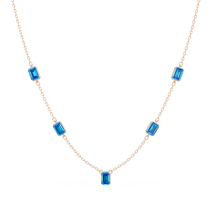 3.8 CTW Emerald-Cut Colorstone Station Necklace - CAD image 8193