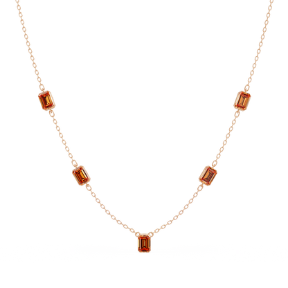 3.8 CTW Emerald-Cut Colorstone Station Necklace - CAD image 8194