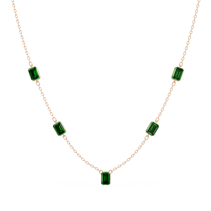 3.8 CTW Emerald-Cut Colorstone Station Necklace - CAD image 8195