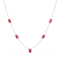 3.8 CTW Emerald-Cut Colorstone Station Necklace - CAD image 8196