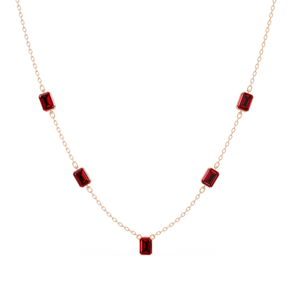 3.8 CTW Emerald-Cut Colorstone Station Necklace - CAD image 8197