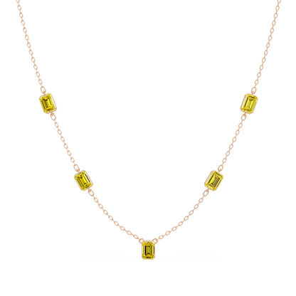 3.8 CTW Emerald-Cut Colorstone Station Necklace - CAD image 8198