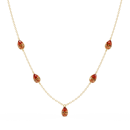 3.7 CTW Pear-Cut Colorstone Station Necklace - Yellow Gold Champagne Topaz