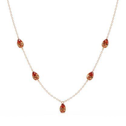 3.7 CTW Pear-Cut Colorstone Station Necklace - Rose Gold Champagne Topaz
