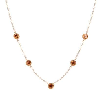 3.7 CTW Round Colorstone Station Necklace - Rose Gold Champagne Topaz