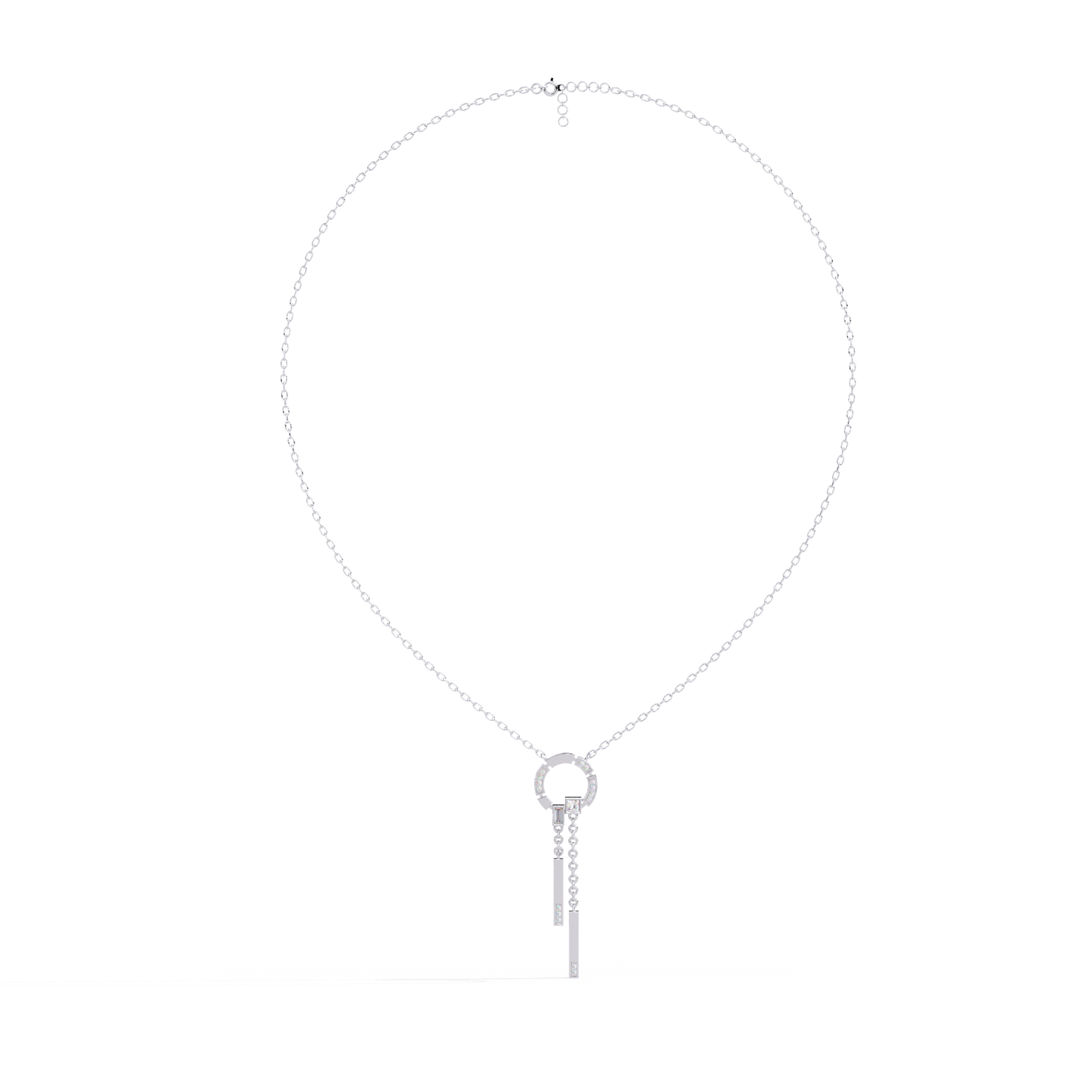 0.38 Ct Geometric Diamond Lariat Necklace 14K Gold Lab Grown