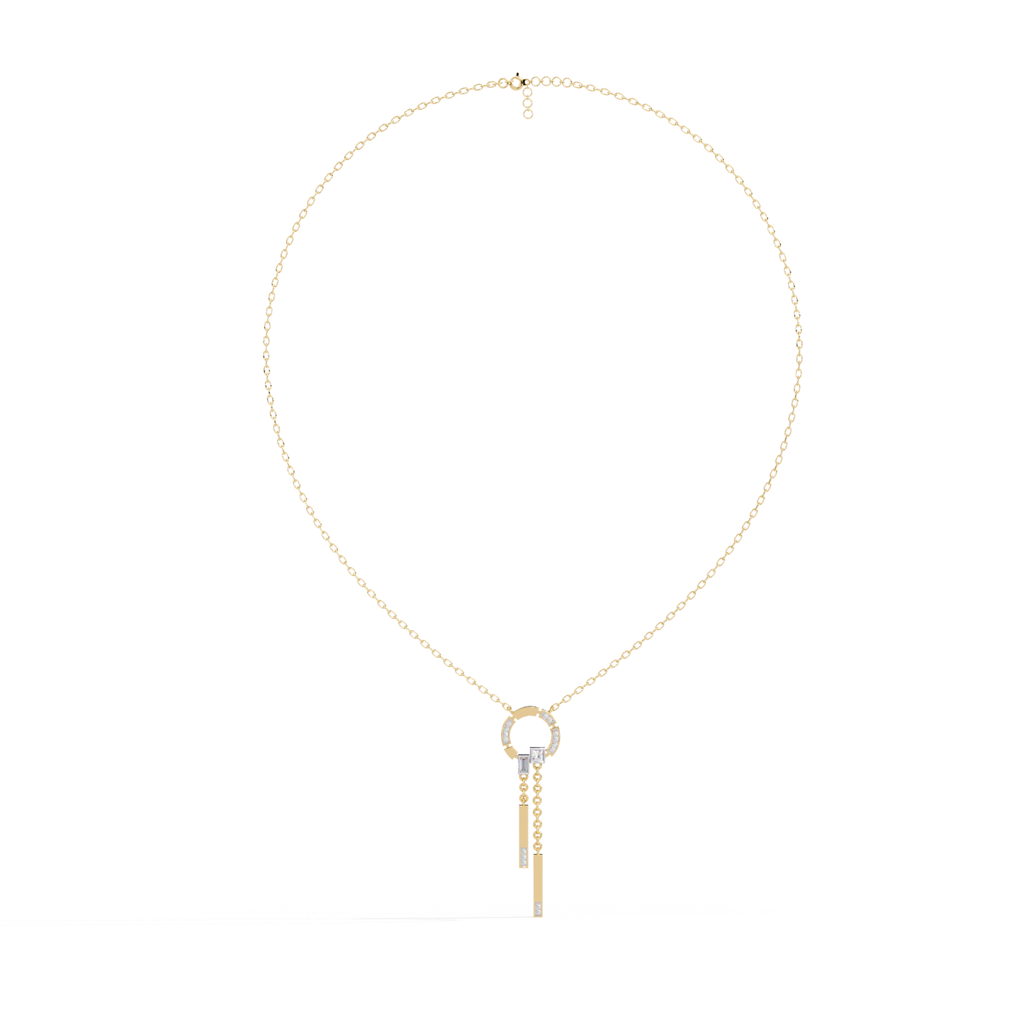 0.38 Ct Geometric Diamond Lariat Necklace 14K Gold Lab Grown