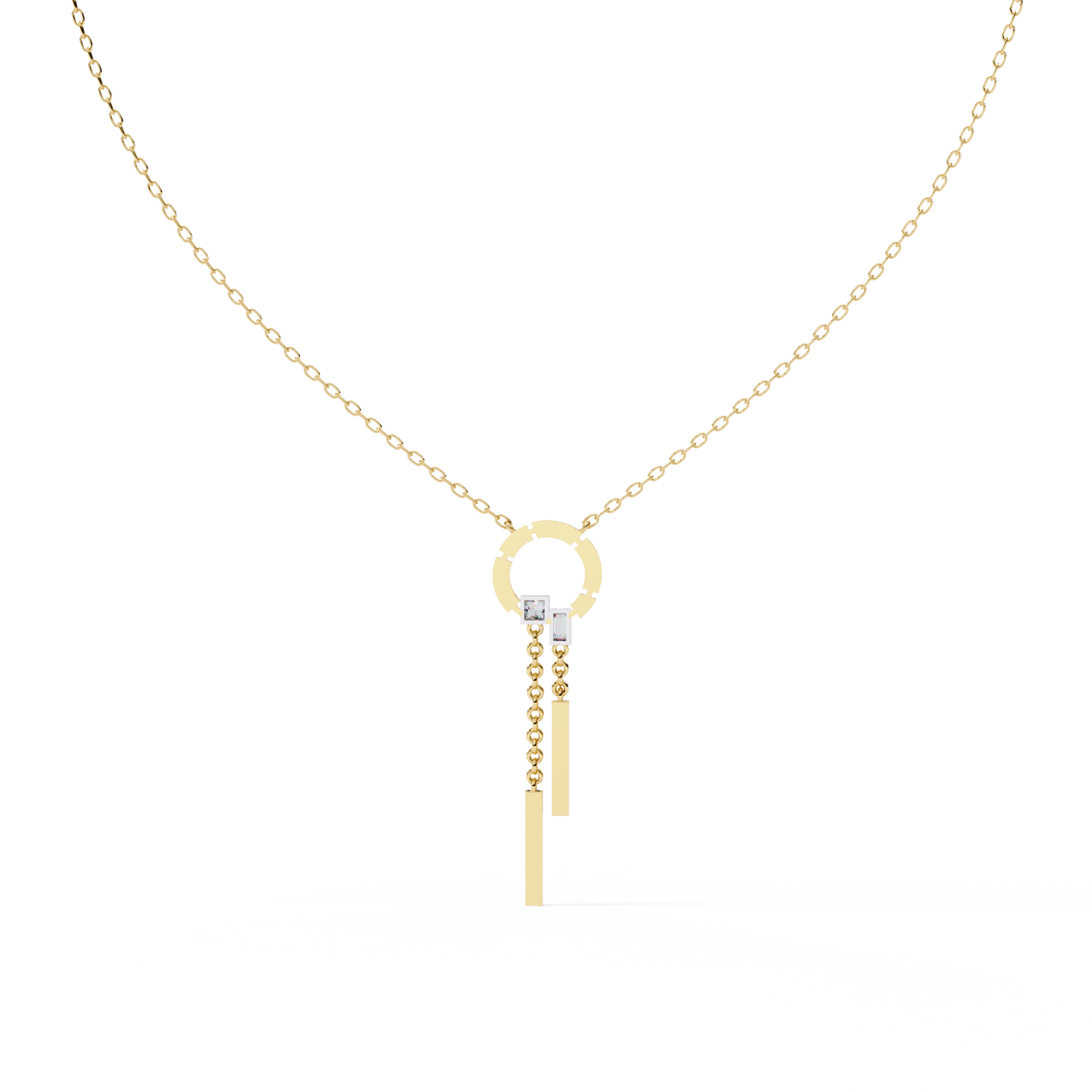 0.38 Ct Geometric Diamond Lariat Necklace 14K Gold Lab Grown