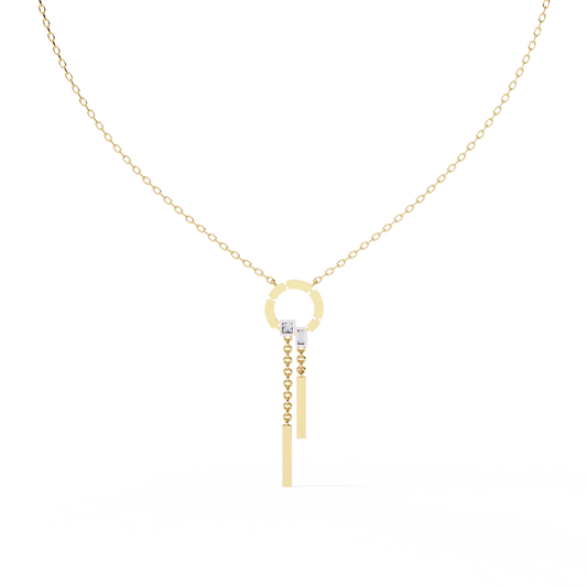 0.38 Ct Geometric Diamond Lariat Necklace 14K Gold Lab Grown