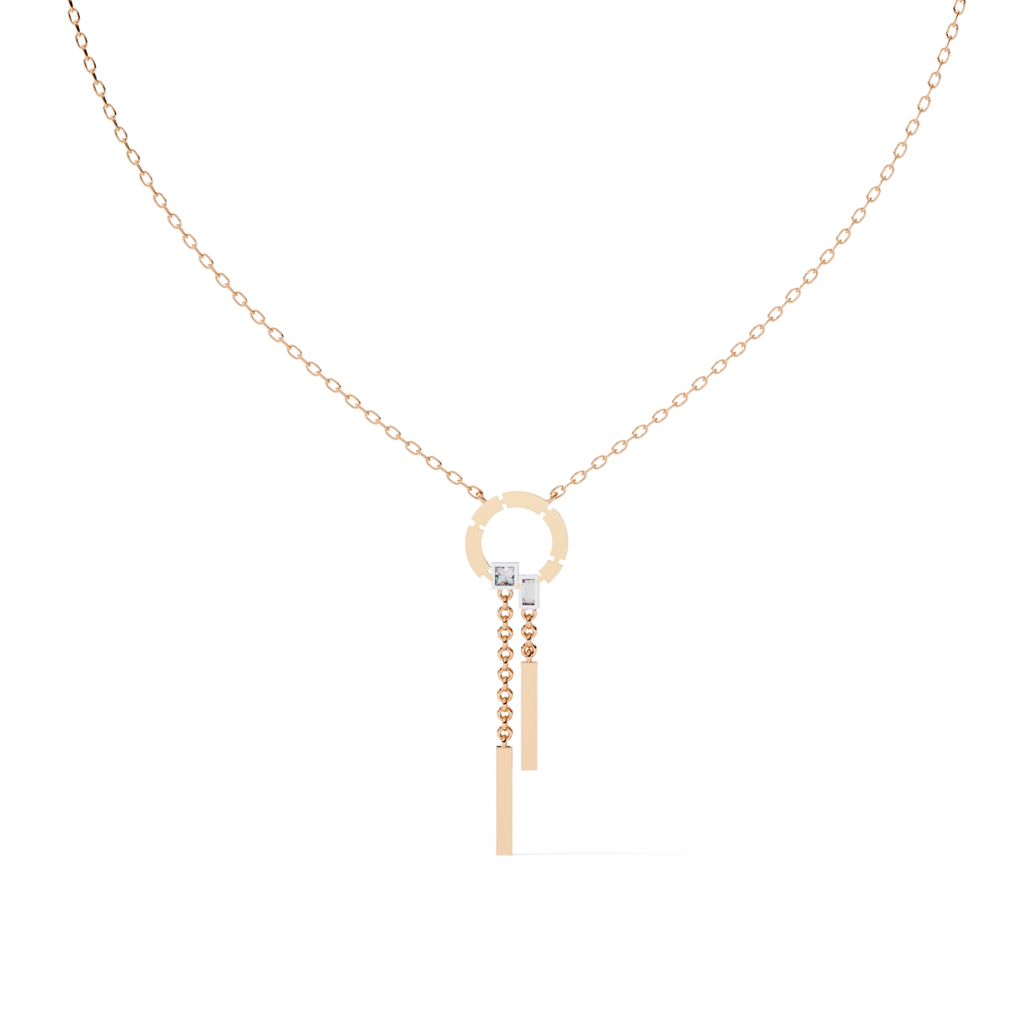 0.38 Ct Geometric Diamond Lariat Necklace 14K Gold Lab Grown