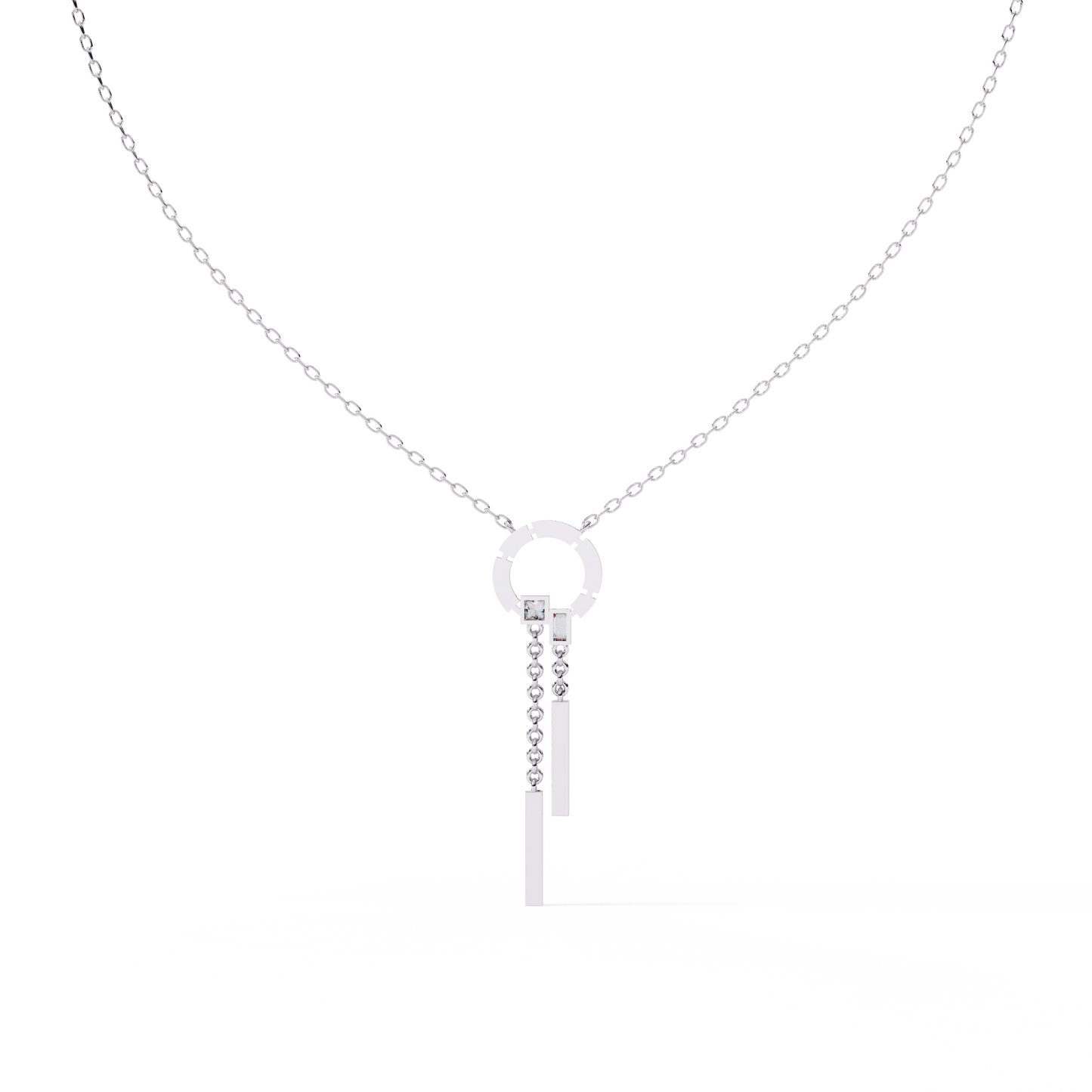 0.38 Ct Geometric Diamond Lariat Necklace 14K Gold Lab Grown