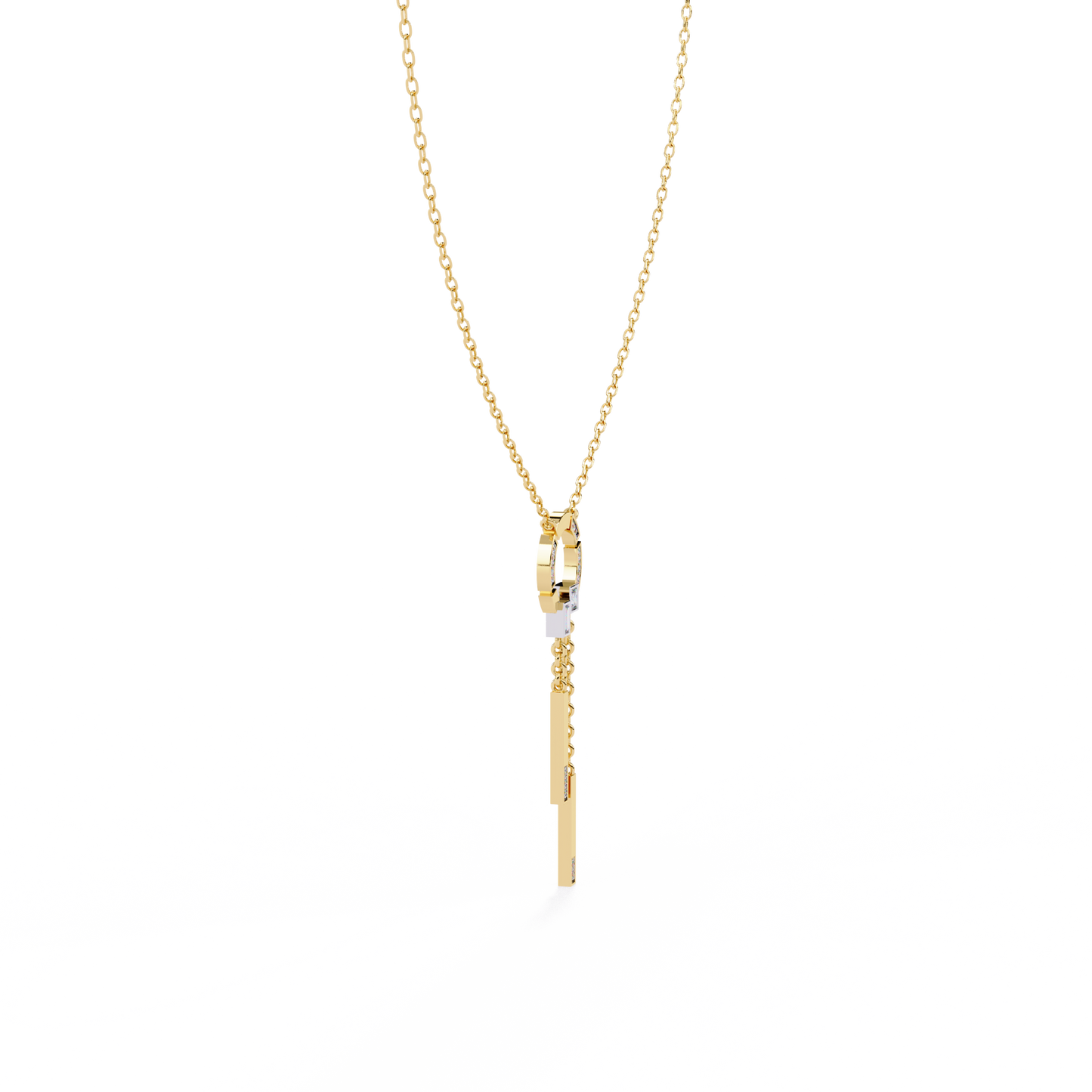 0.38 Ct Geometric Diamond Lariat Necklace 14K Gold Lab Grown