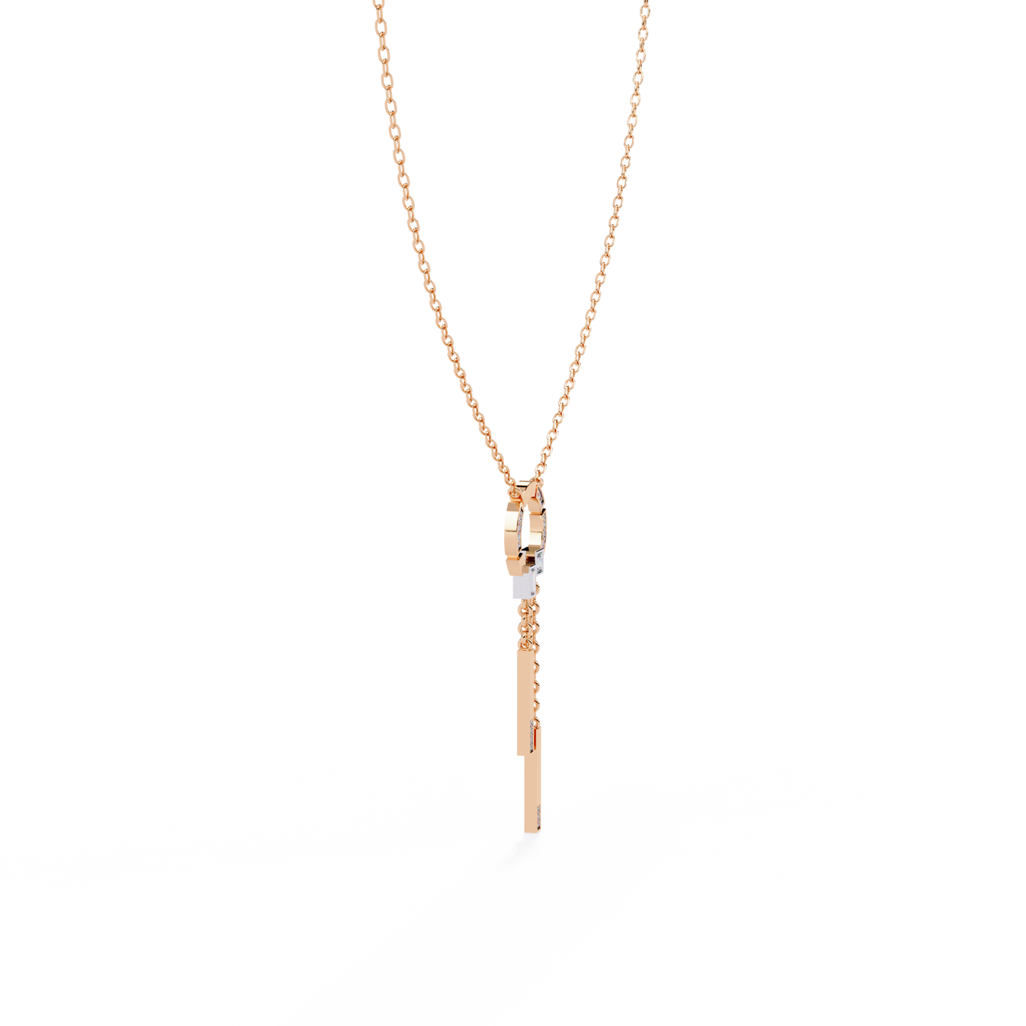 0.38 Ct Geometric Diamond Lariat Necklace 14K Gold Lab Grown