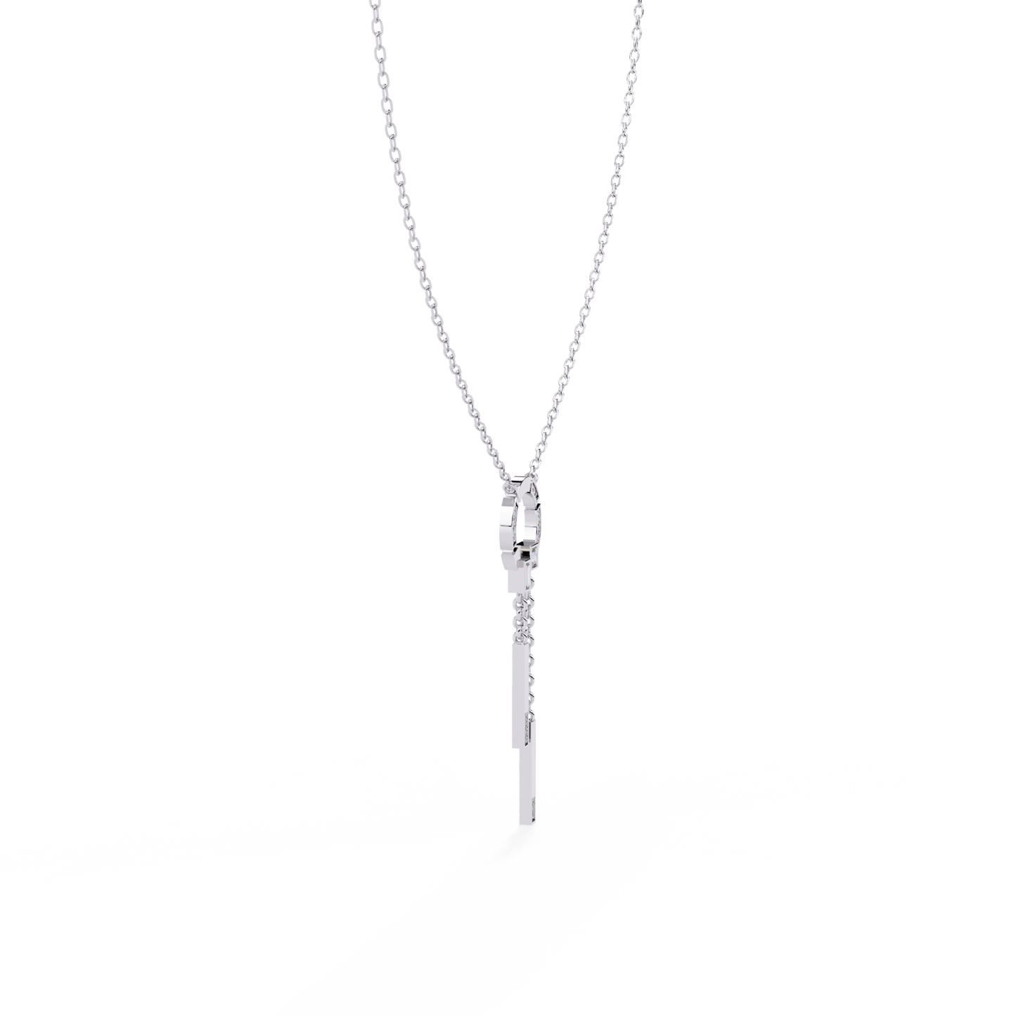 0.38 Ct Geometric Diamond Lariat Necklace 14K Gold Lab Grown