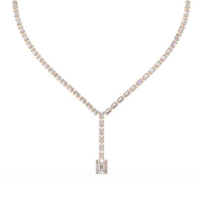 21.50 Carat Emerald Cut Diamond Drop Tennis Necklace