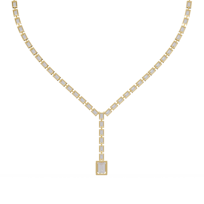 21.50 Carat Emerald Cut Diamond Drop Tennis Necklace
