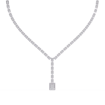 21.50 Carat Emerald Cut Diamond Drop Tennis Necklace