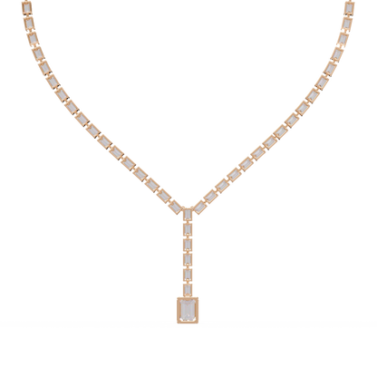 21.50 Carat Emerald Cut Diamond Drop Tennis Necklace