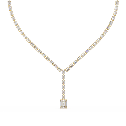 21.50 Carat Emerald Cut Diamond Drop Tennis Necklace