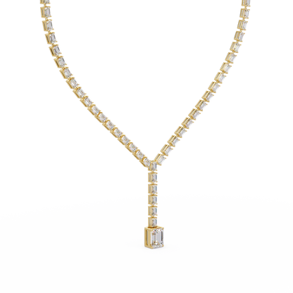 21.50 Carat Emerald Cut Diamond Drop Tennis Necklace