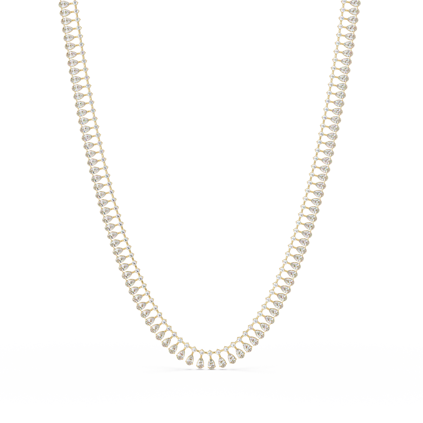 19.44 Carat Pear And Round Diamond Tennis Necklace In 14K Gold Lab Grown